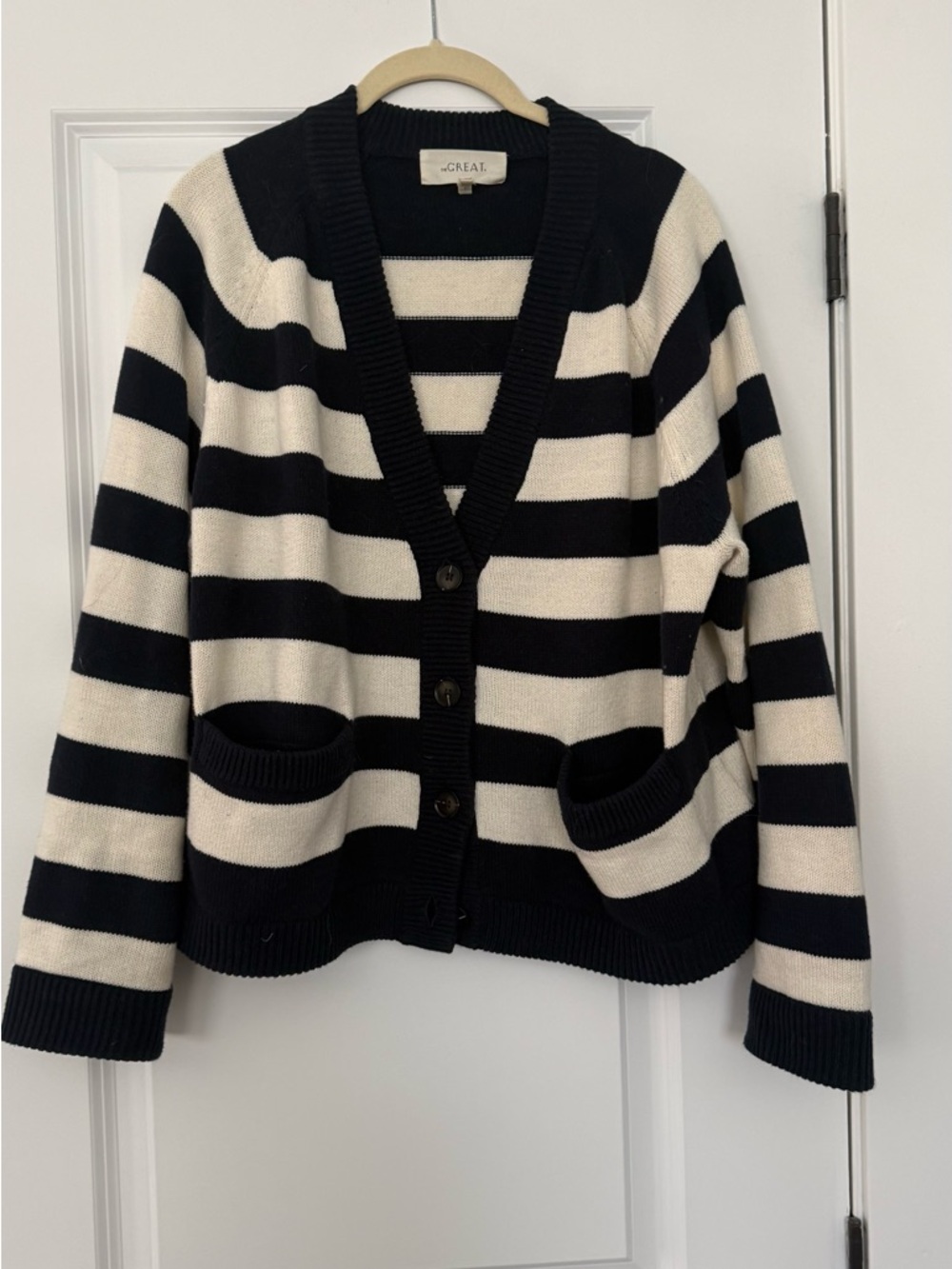 EUC The Great Navy and White Cardigan M